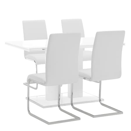 Armen Living Amanda 5 Piece White Rectangular Dining Set SETAMDI5WH